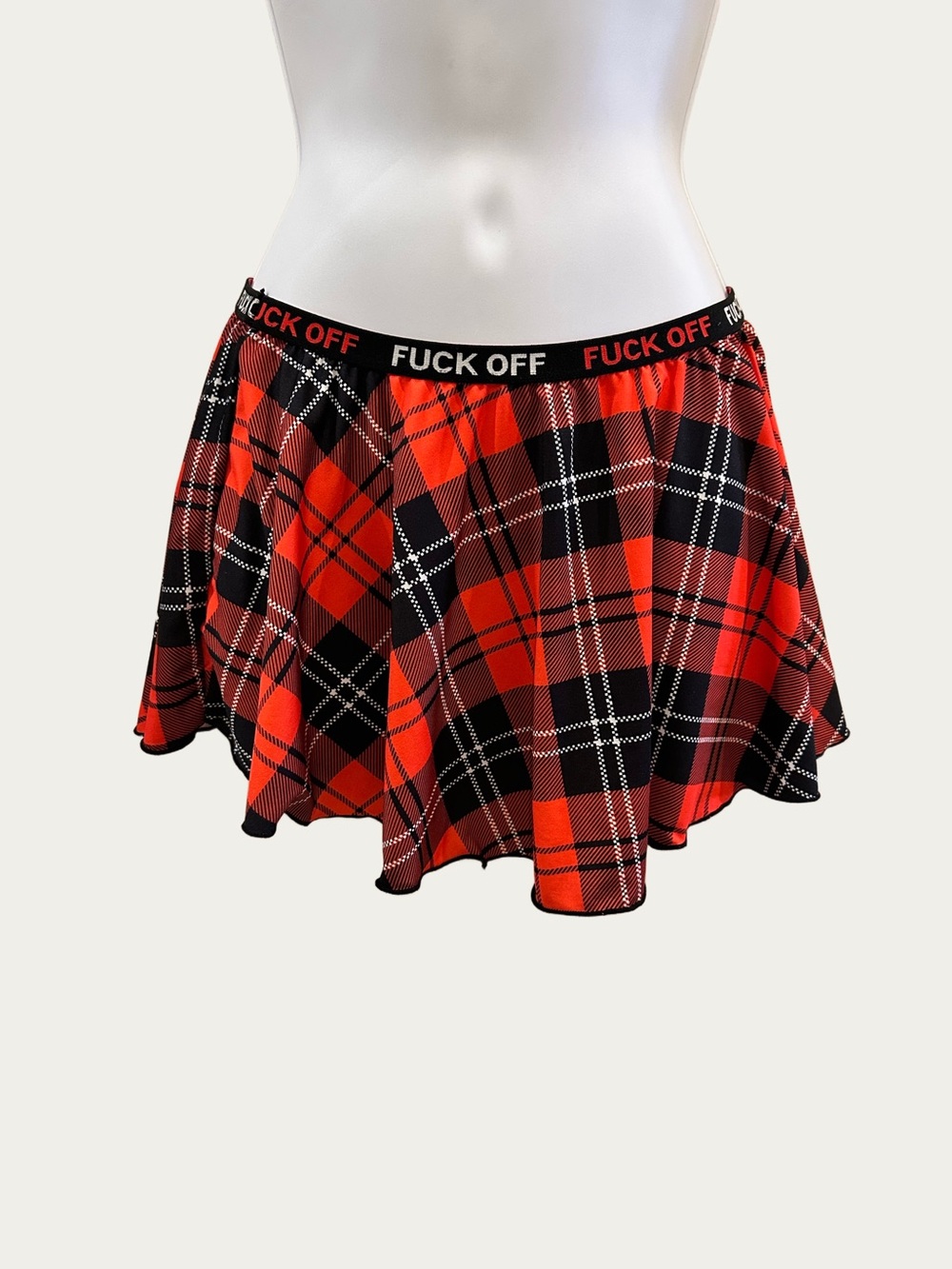 BodyRage Red Tartan Mini Skirt with Statement Waistband SM/Med